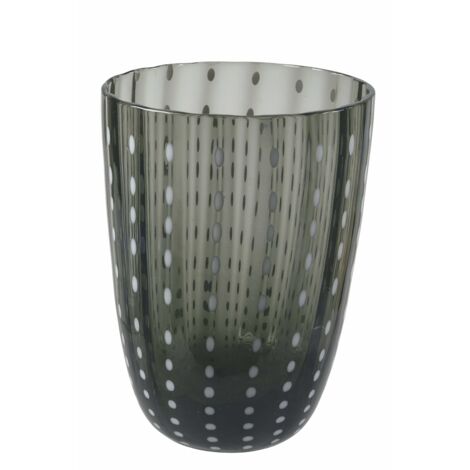 Bicchiere acqua 300 ml in vetro con pois e superficie ondulata Kalahari (1/4)