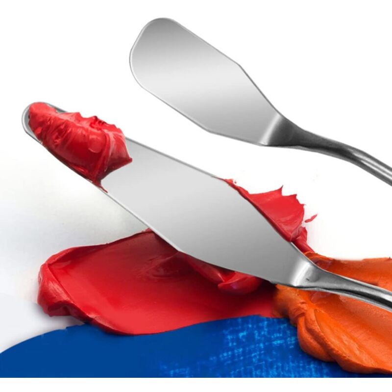 Lot De 13 Couteaux à Peindre Et Spatules - 7 Couteaux à Palette + 6 Couteaux à Racler - Pour Peinture Acrylique, Texture, Huile - Lames En Acier Inoxydable - 4