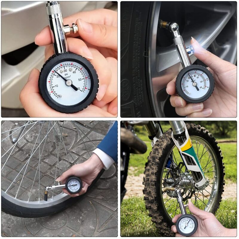 CZC AUTO Jauge de pression des pneus robuste, ANSI B40.1 Jauge d'air mécanique précise, tige en laiton chromé, mandrin unique, testeur de pression de