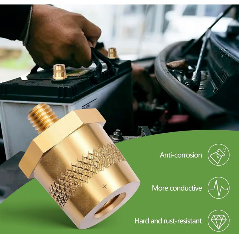 Adaptateur De Borne De Batterie - Goujon Extension Poteau Charge La Brass 6/8/10mm Positif Négatif