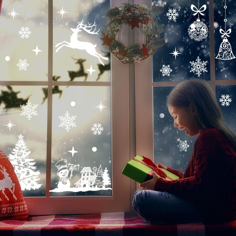 Autocollants De Fenêtre Noël - Décoration De Fête - PVC Électrostatique - Réutilisables - Colorés - Maison
