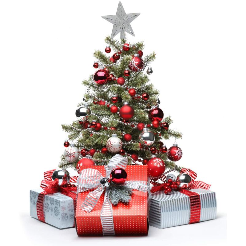 Étoile Sapin De Noël Lumineuse 3D Rotative Avec Projecteur - Topper Arbre De Noël