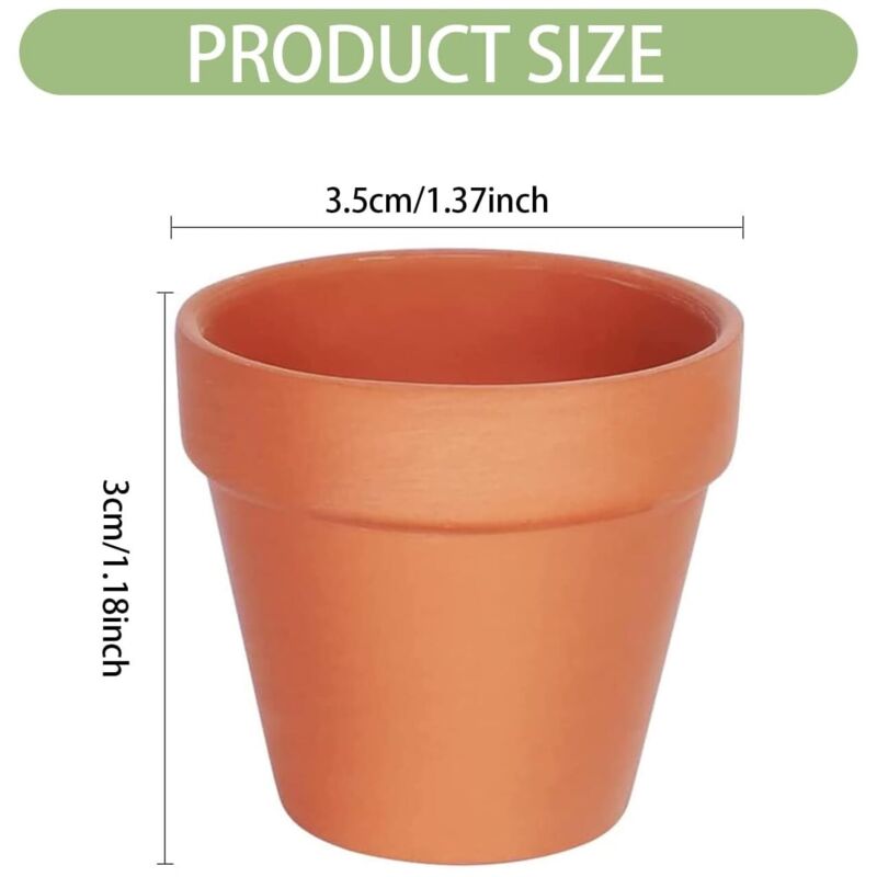 2 Mini Pots En Terre Cuite Rétro - Taille 2,5 X 2 Cm - Pour Plantes Miniatures, Décoration Maison De Poupée Ou Jardin Féerique - 10