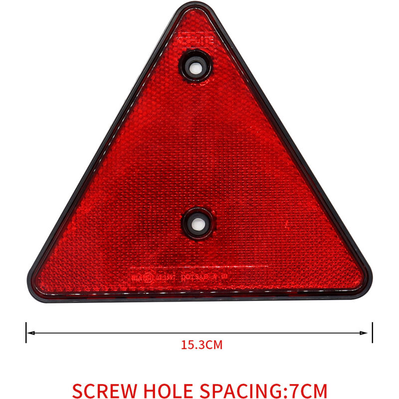 Lot De 2 Réflecteurs Triangulaires Pour Remorque 15x15 Cm - Homologués E - Espacement 70 Mm - À Visser Ou Coller
