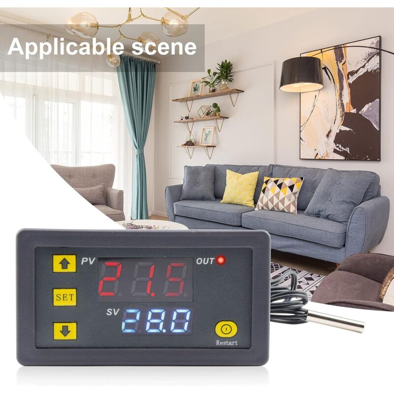 Lot De 4 Thermostats Numériques W3230 - 12V, écran LCD, Sonde 1m | Plage -50°C à 120°C, Alarme Haute Température - 3