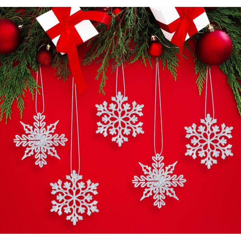 36 Pièces Ornements De Flocon De Neige Blanc De Noël, Ornements De Flocon De Neige Blanc De Noel Ornements De Flocons De Neige A Paillettes Pour Les Decorations Arbre De Noel Taille Varie 98991999