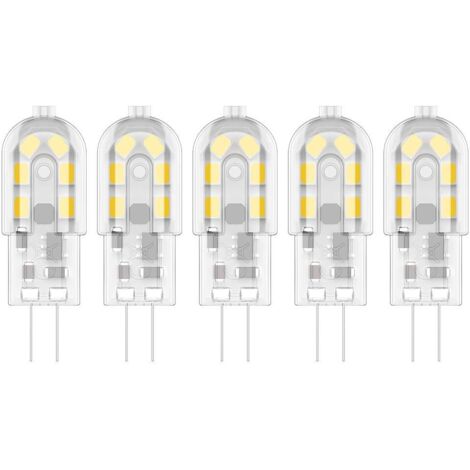 5X G4 Ampoule LED 2W Ampoule Lampe 12 SMD 2835LEDs Blanc Chaud 3000K LED Lampe Économie d'énergie 200LM Spotlight AC/DC12V [Classe énergétique A+]
