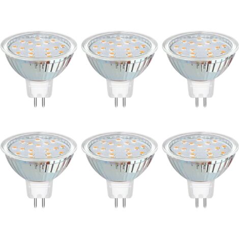 Ampoule GU5.3 LED 12V 3W Blanc Chaud 3000K 300LM, Ø50mm MR16, 120 Degrés, Équivalent GU5.3 20W Halogen, AC/DC 12V Spot LED GU5.3 pour Cuisine Armoire, Non-dimmable, lot de 6 [Classe énergétique F]