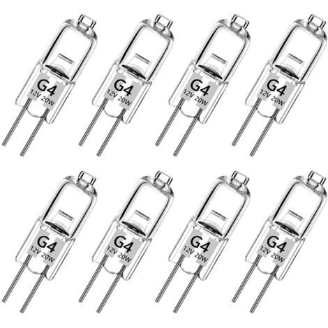 Ampoule Halogene G4, Ampoule G4 Blanc Chaud 12V 20W, 2800K, 240LM, Intensité Variable, LampeHalogene, Lampe à Capsule Transparente pour Puck Light, lustre– Pas de scintillement Paquet de 8 [Classe éne