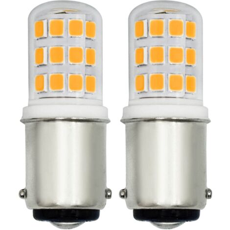 Lot de 2 petites ampoules LED 3 W B15 avec culot à baïonnette SBC - Double connexion - Remplacement pour 15 W-30 W BA15D AC230 V - Blanc chaud 3000 K - Lampe de chevet pour machine à coudre - [Classe 