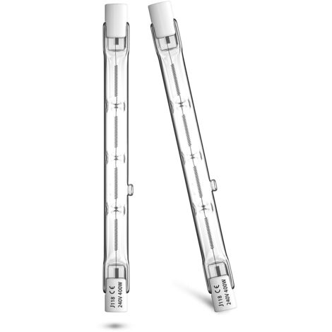 Ampoule Halogène R7s 118mm 400W 7500Lm J118 Dimmable Double Extrémité 240V J Type Ligne Blanc Chaud 2800k Tungstène Filament Halogène Ampoule Pour Plafonnier Éclairage De Paysage,Lot de 2 [Classe éner