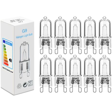 Ampoule G9 10pcs 40W 230V 2900K 480LM Dimmable Warm White G9 ampoule halogène Convient pour les ampoule four, les lampes de plafond,les lampes murales, l'éclairage d'armoire et ainsi de suite. [Classe