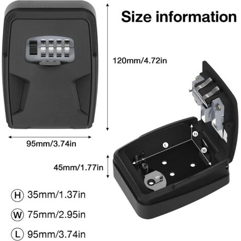Large Wall Mounted Key Box with 4 Digit Combination Lock, Waterproof ...