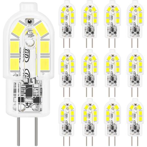 Ampoule LED G4,12PCS Ampoules led 2W Equivalent 20W Halogène Lampe, Ampoule G4 Blanc Froid 6000K 200LM Sans Scintillement Non Dimmable AC/DC 12V Économie Ampoules pour Chambre Salon Cuisine Jardin [Cl