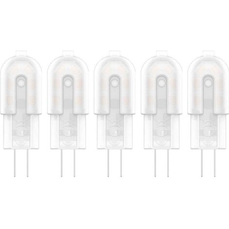 5X G4 Ampoule Lampe LED 2W Lampe Bulb 12 SMD 2835LEDs Blanc Chaud 3000K Spotlight Haute Luminosité 200LM Plastique Laiteux Ampoule LED AC/DC12V [Classe énergétique A+] (1/5)