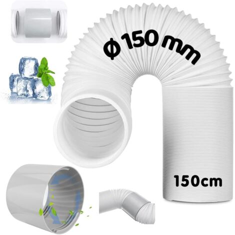 Tuyau d'Échappement de Climatiseur Portable, avec adaptateur, Mobile Tuyau Kit Diamètre de 150 mm, longueur 150 cm, Pour Climatisation, Déshumidificateur,Sèche Linge