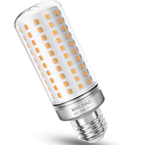 E27 LED Ampoules de Maïs 25w Blanc Chaud 3000K 1900LM 200W Équivalent Ampoules à Incandescence,Bougie décorative E27, Non graduables, Pack 1 [Classe énergétique E]