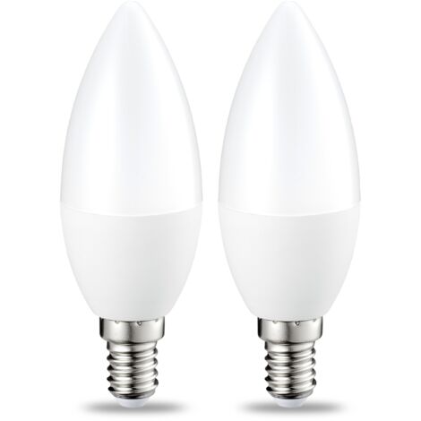 Lot de 2 petites ampoules LED en forme de flamme Culot Edison à vis E14 5 W (équivalent 40 W) Blanc chaud Intensité non variable