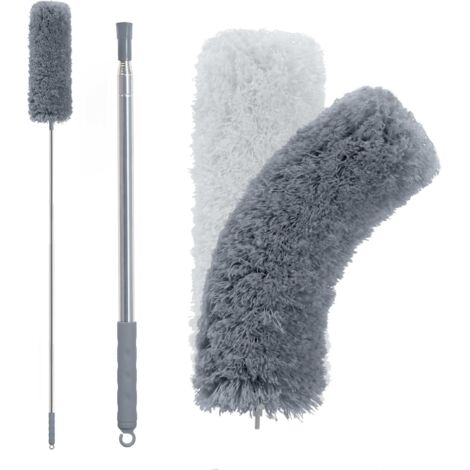Plumeau en Microfibre avec Manche Extensible, 250 cm de Long, tête Pliable, pour Nettoyer Le Ventilateur de Plafond, Le Plafond élevé, Gris foncé (1/5)