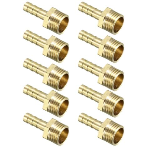 10pcs Raccord cannelé tuyau en laiton 6 mm barbelé x 1/4 PT mâle Adaptateur connecteur (1/3)