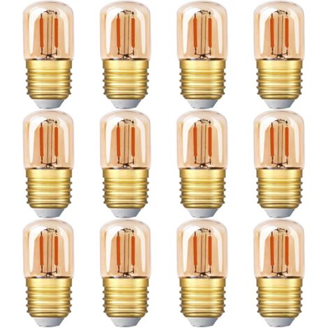 Mini ampoule LED tubulaire, 1W T28 Edison Ampoule à filament LED E27 Base à vis 2200K Ampoule blanche super chaude pour décorative non dimmable (verre ambré) ,220V,12 Pack [Classe énergétique A++] (1/5)