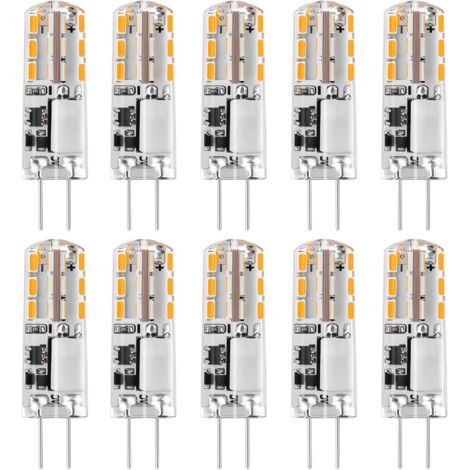 Ampoules LED G4 12V AC/DC Blanc Chaud 3000K 120LM,2 W，15-20W Halogène G4 Capsule de Remplacement à Deux Broches Type JC à Économie D'énergie,Non Variable Lumière（10 pcs） (1/5)
