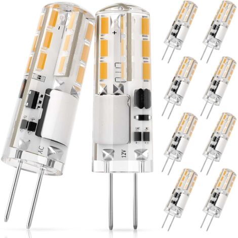 G4 LED Ampoule, 1.4W Equivalent 10W Halogène Lampe, AC/DC 12V, Blanc chaud 3000K, 100LM, Non-Dimmable, Économies d’énergie, 360° Angle de Faisceaux - 10 Pièces [Classe énergétique F]