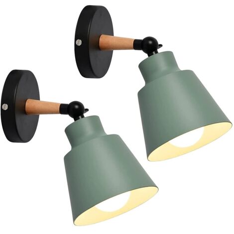 2 Packs Appliques Murales Vintages Industrielles Plafonniers Luminaires E27 en Métal Réglable Lampe Murale Interieur Rétro pour Chambre Cuisine Restaurant (pas d'interrupteur, Vert) (1/5)