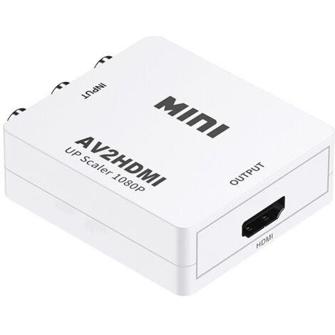 Mini AV RCA CVBS vers HDMI Vidéo Audio Convertisseurs Adaptateur Support 720 1080P pour Caméra, Xbox 360, PS1, PS2, WII, N64, Gamecube, Snes, NES, PSP, Lecteur DVD, VHS(Blance) (1/4)