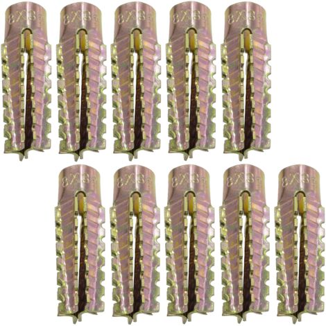 Beijiyi – Lot de 10 chevilles à expansion en métal M8x38mm – Fixation béton, carreaux de plâtre – Résistance élevée, sans pré-perçage
