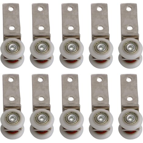 6,5 x 1,9 cm Coude de conduit en métal Roulement Bloc de poulie avec deux Plastique de roue pour porte coulissante fenêtre Cabinet