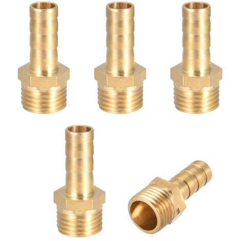 5pcs Raccord cannelé tuyau en laiton connecteur 8 mm Barb x G1/4 adaptateur de tuyau mâle