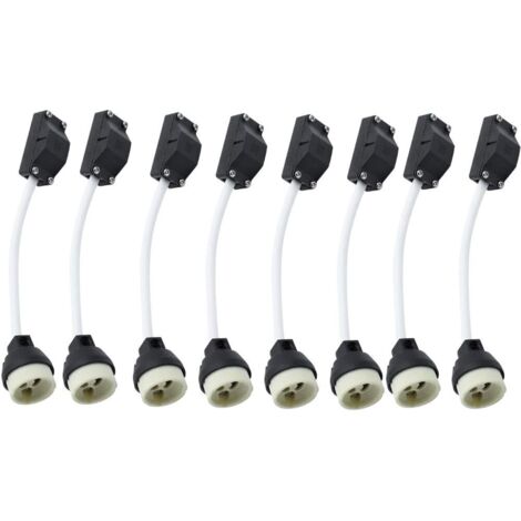 Beijiyi – Pack de 8 douilles GU10 en céramique – Connecteur câble 2A 250V – Câbles isolés pour ampoules LED et halogènes – Installation facile