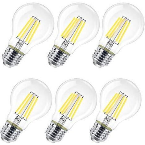 Paquet de 6 ampoules LED E27, 8 W (équivalent à 80 W), A60, transparentes, non dimmables, lumière blanc froid 6 500 K (1/5)