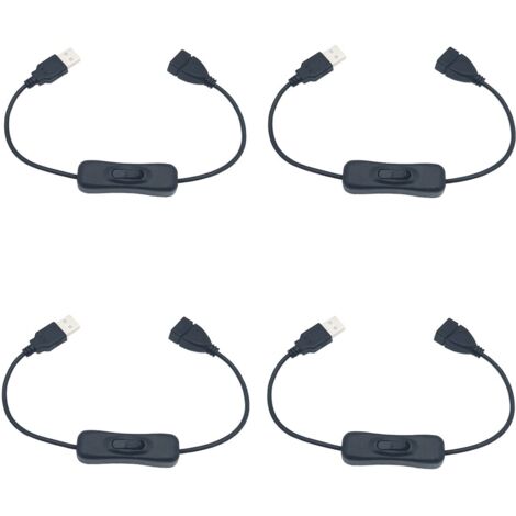 Interrupteur USB, 4 pcs 30 cm USB Câble d'extension avec Interrupteur on/Off, compatible pour enregistreur de conduite, lampe de burea, bande LED (1/5)