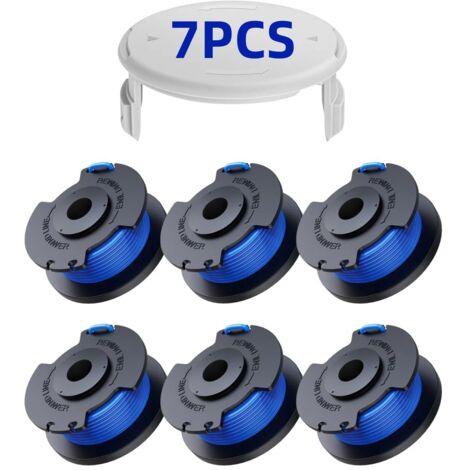 6 Pack Bobine Fil Coupe Bordure remplacements pour Ryobi One + AC14RL3A 18v 24v 40v Coupe Bordures, Bobine Ø 1,6mm, Longueur 20,11m (6 Bobine Fil Coupe Bordure,1 Couvercle)