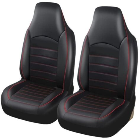 Classique Housses de Siège de Voiture Avant Simili-Cuir Universelle Housse de Sieges Auto Couvre Siege Auto Avant Convient à la Plupart des Voitures, Camions, SUV ou Camionnettes, Rouge