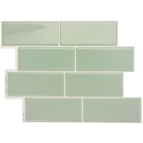 Crédence adhésive pour cuisine et salle de bain, sticker carrelage mural, carreaux verts autocollants, lot de 4 feuilles, 29,4 x 21,3 cm