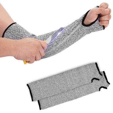 Manches en Tricot Résistant Aux Coupures, Anti-Coupure Gants de Jardinage Travail Outil de Protection de sécurité Empêcher les éraflures Rayures M(1 Paire)