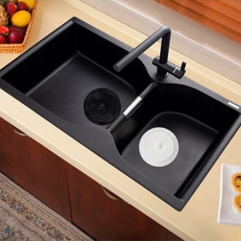 2 Bouchons Évier Baignoire Silicone Universel Avec Bouton Pression – Anti-Colmatage Filtre Lavabo