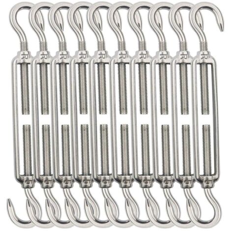 Cable Tendeur fil de fer,M5 Tendeurs de Fil,Tendeur de Cable Crochet et Crochet,Tendeurs de Cable en acier inoxydable 304 -10 Pièces (1/5)