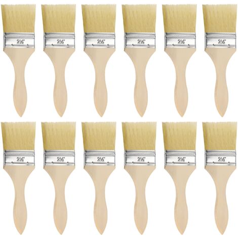 Lot de 12 Pinceaux Peinture Mur - Tête de la Brosse 6 cm & Taille Totale de la Brosse 19,5 cm - Pinceau Plat Peinture pour Peinture sur Écailles, Silicone, Gesso, Teintures, Vernis, Colles