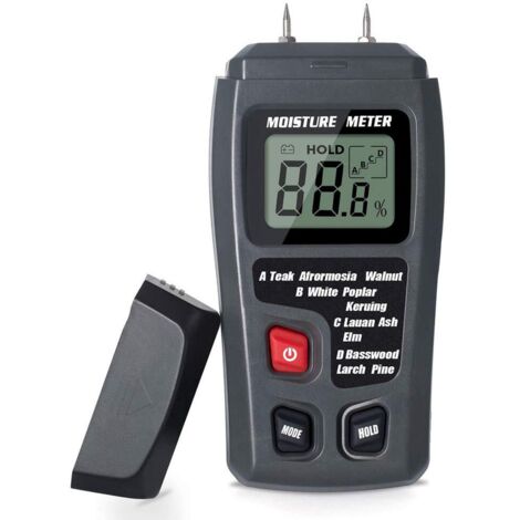 Humidimètre numérique LCD avec 2 broches de test pour mesurer avec précision le pourcentage d'eau dans les murs, bois de cheminée, bois, bois de chauffage, plancher, cordurum et arbres
