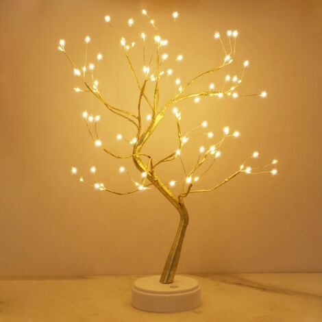 Arbre Lumineux LED, Arbre Lumineux Blanc Chaud, Lampe Arbre Lumineux Branches Réglables, 108 LED, pour la Décoration de Fête de Mariage, Alimentation par USB/Batterie