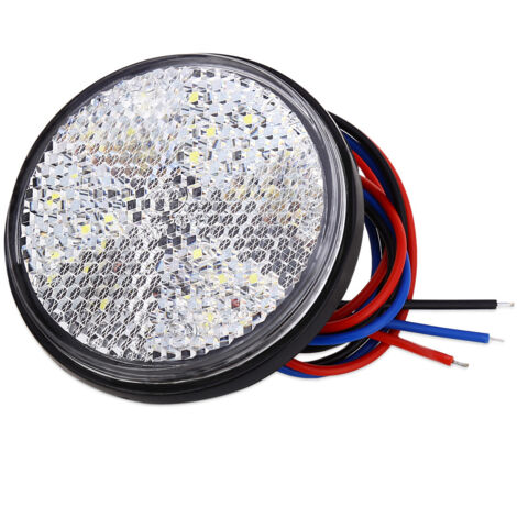 Feux de Remorque LED, 12V Feu Arriere pour Remorque 2PCS remorque Voiture Feu de Freinage Réflecteur Rond LED Feu de Gabarit LED pour Camion de Moto Automobile (Blanc，2pcs)