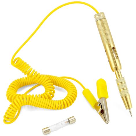 Testeur de Circuit de Voiture 6 V 12 V 24 V Auto Testeur de Relais, Testeur Électrique de Voiture avec Lampe Temoin Mecanicien pour Tester la Basse Tension, Jaune