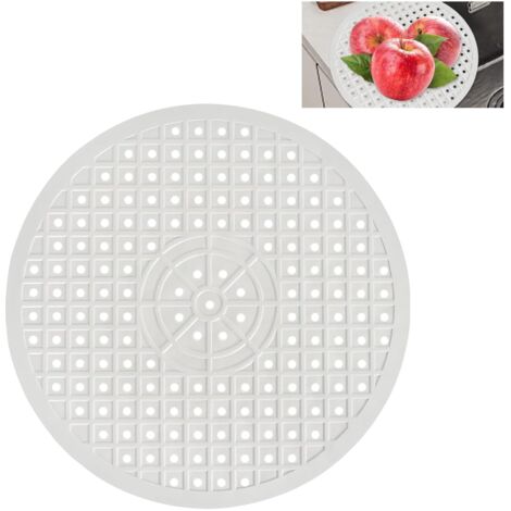 Tapis Fond D'évier Rond Egouttoir Evier Silicone Tapis D'égouttage évier Cuisine Découpable Pliable Antidérapants 30.6cm Tapis évier de Nid d'abeille pour Fond D'évier de Cuisine(Blanc Rond)