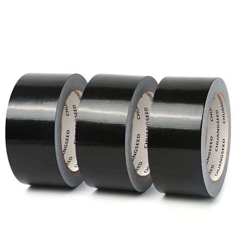 Lot de 3 rubans adhésifs en tissu noir 220 microns x 50 mm x 20m, gaffer noir,ruban adhésif americain de réparation d'étanchéité,heavy duty duct tape,ruban large resistant noir (1/5)