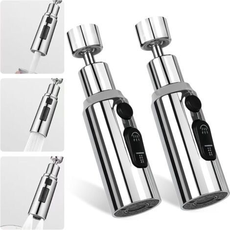 Tête de pulvérisation de robinet de cuisine, aérateur de robinet, 2 adaptateurs de robinet pour évier de cuisine, pivotant à 360 °, aérateur de robinet fonctionnel, accessoire pour évier de cuisine