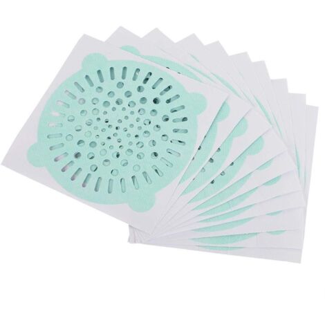 10 pcs jetable egouttoir Filtre Film Protecteur, Douche Drain Couvercle Receveur de Cheveux pour Cuisine Salle de Bains Drain de Plancher, Auto-adhesif(Vert) (1/4)